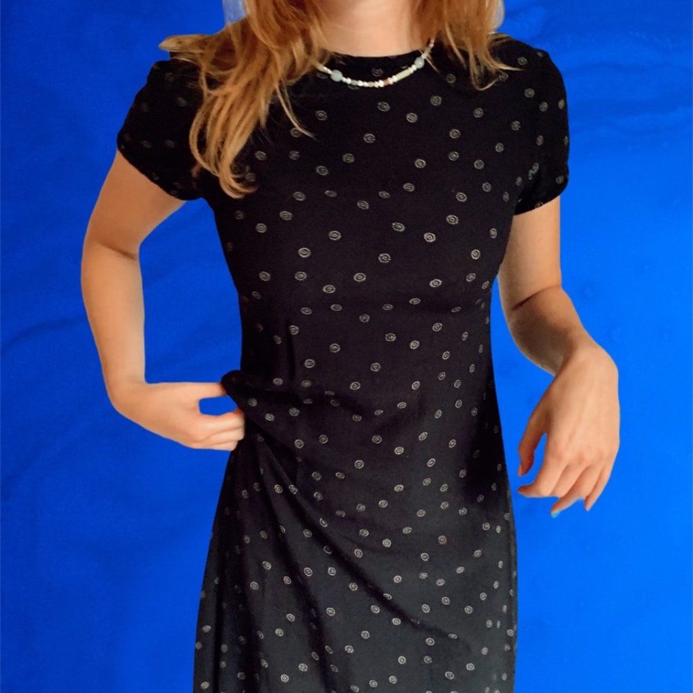 🔵🔹 Renna Rowan for Seville navy printed midi dress 🔹🔵